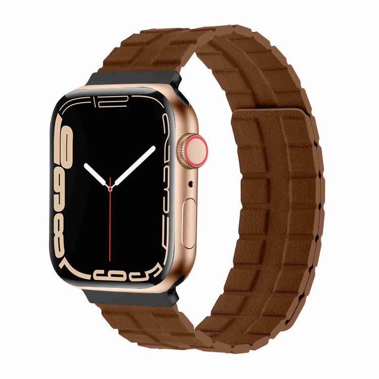 Square Two-section Leather Magnetic Watch Band, For Apple Watch Ultra 49mm / Series 8&7 45mm / SE 2&6&SE&5&4 44mm / 3&2&1 42mm