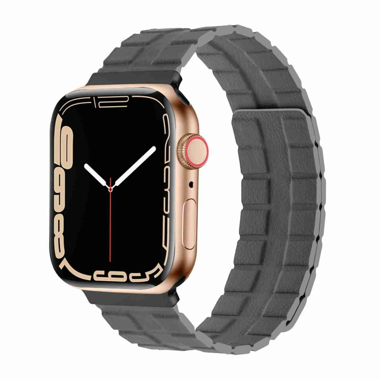 Square Two-section Leather Magnetic Watch Band, For Apple Watch Ultra 49mm / Series 8&7 45mm / SE 2&6&SE&5&4 44mm / 3&2&1 42mm