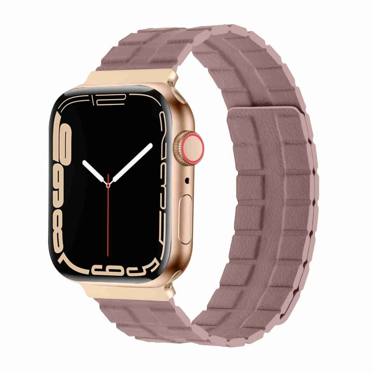 Square Two-section Leather Magnetic Watch Band, For Apple Watch Ultra 49mm / Series 8&7 45mm / SE 2&6&SE&5&4 44mm / 3&2&1 42mm