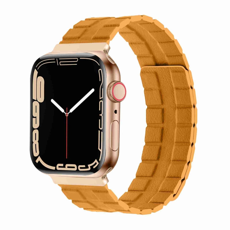 Square Two-section Leather Magnetic Watch Band, For Apple Watch Ultra 49mm / Series 8&7 45mm / SE 2&6&SE&5&4 44mm / 3&2&1 42mm