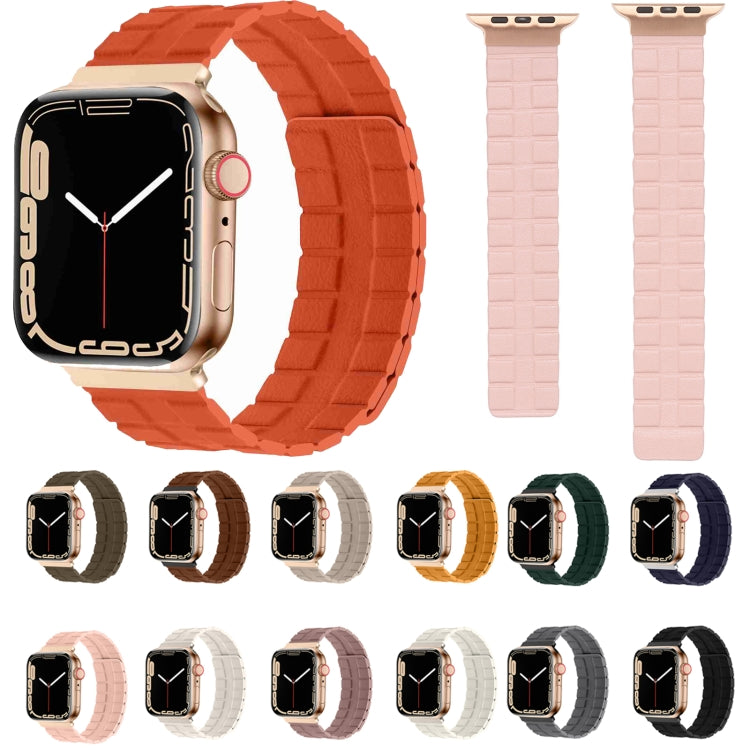 Square Two-section Leather Magnetic Watch Band, For Apple Watch Ultra 49mm / Series 8&7 45mm / SE 2&6&SE&5&4 44mm / 3&2&1 42mm