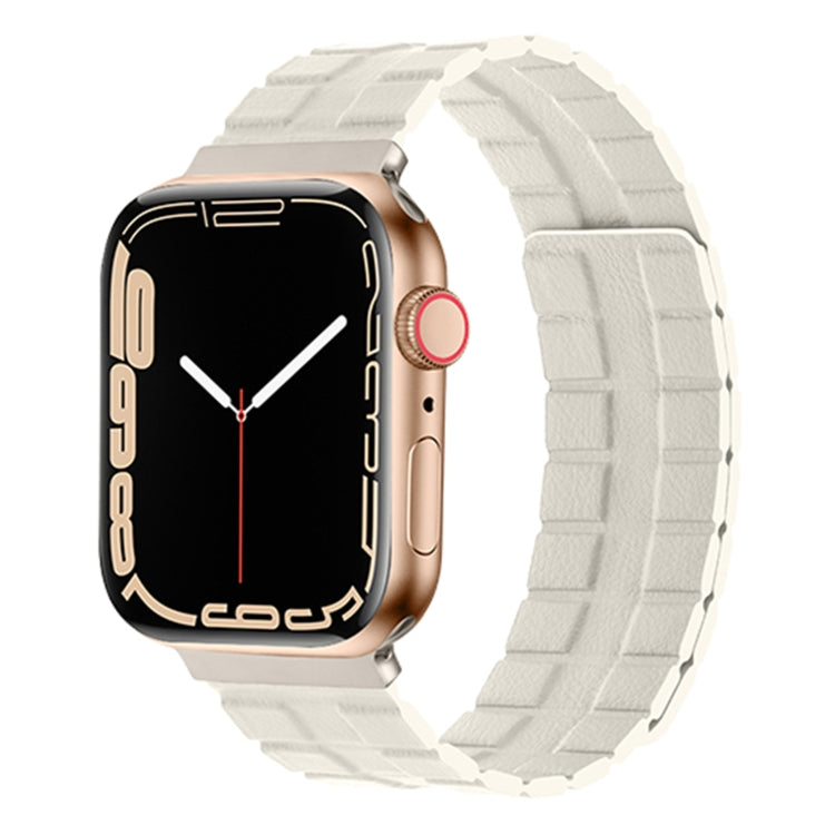 Square Two-section Leather Magnetic Watch Band, For Apple Watch Series 8&7 41mm / SE 2&6&SE&5&4 40mm / 3&2&1 38mm