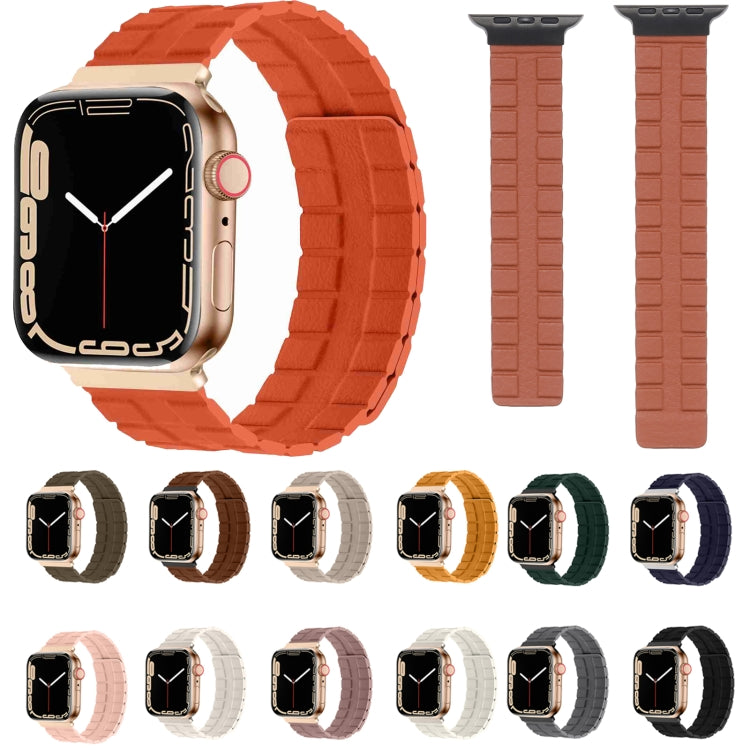 Square Two-section Leather Magnetic Watch Band, For Apple Watch Series 8&7 41mm / SE 2&6&SE&5&4 40mm / 3&2&1 38mm