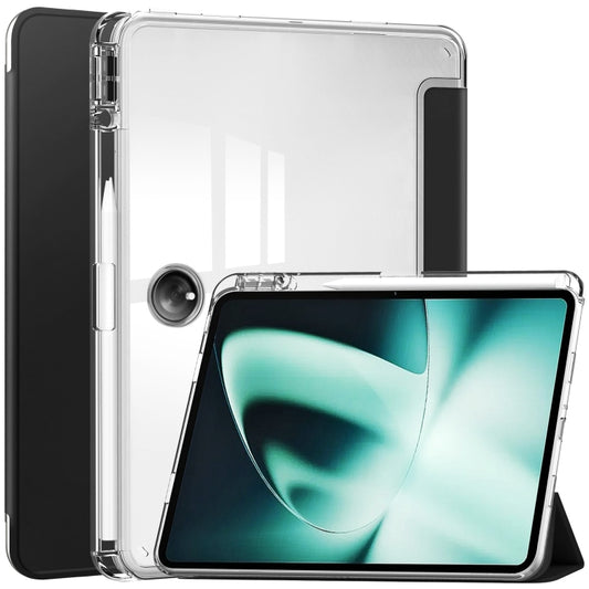 Clear Back Cover 3-Fold Leather Smart Tablet Case, For OnePlus Pad, For OPPO Pad 2