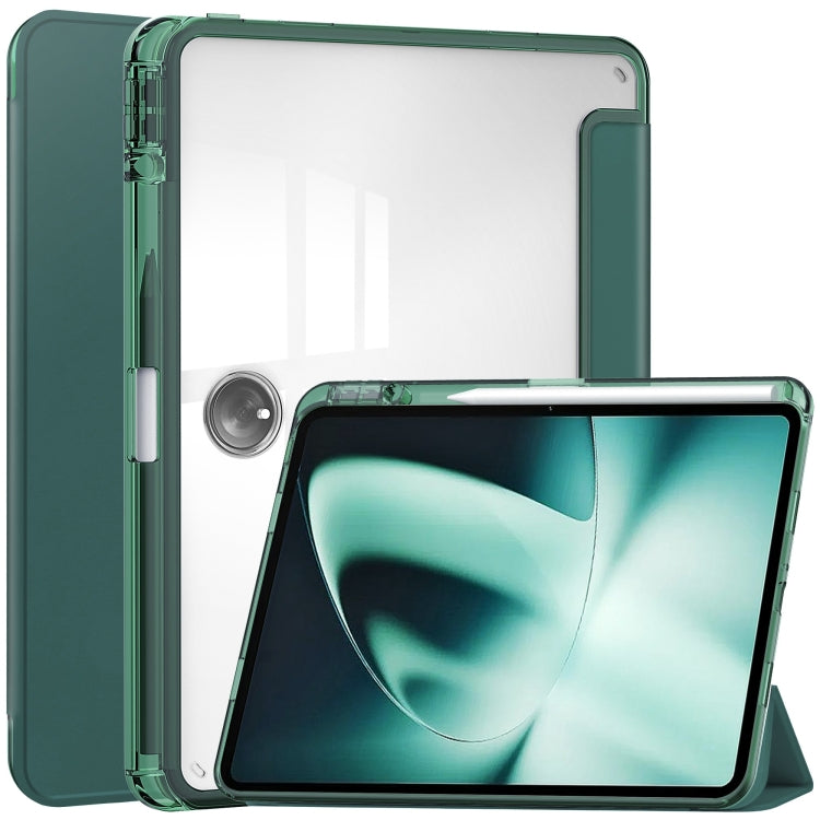 Clear Back Cover 3-Fold Leather Smart Tablet Case, For OnePlus Pad, For OPPO Pad 2