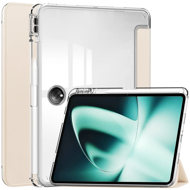 Clear Back Cover 3-Fold Leather Smart Tablet Case, For OnePlus Pad, For OPPO Pad 2