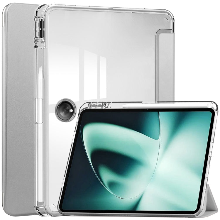 Clear Back Cover 3-Fold Leather Smart Tablet Case, For OnePlus Pad, For OPPO Pad 2