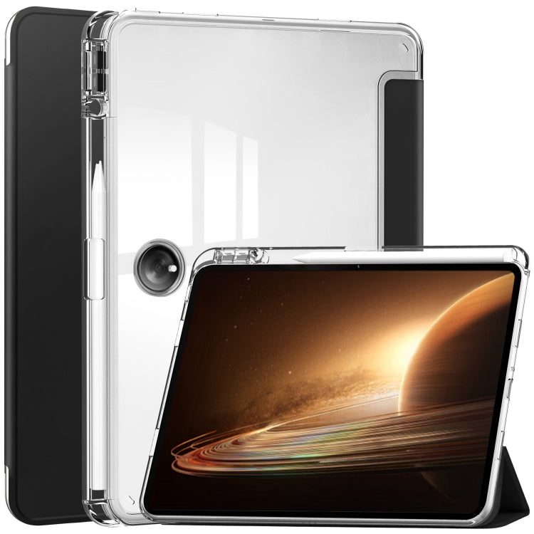 Clear Back Cover 3-Fold Leather Smart Tablet Case