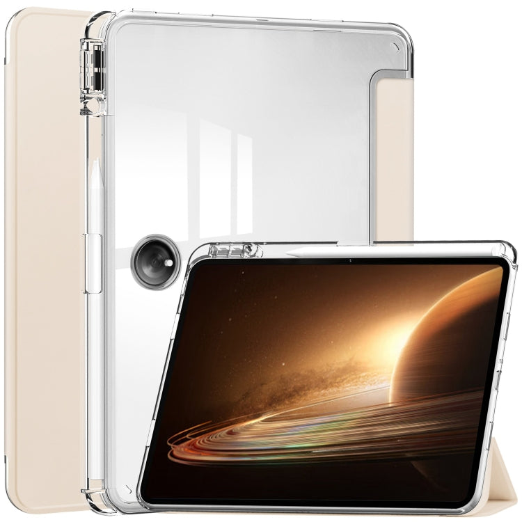 Clear Back Cover 3-Fold Leather Smart Tablet Case, For OnePlus Pad, For OPPO Pad 2