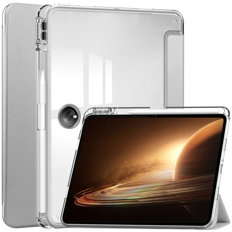 Clear Back Cover 3-Fold Leather Smart Tablet Case
