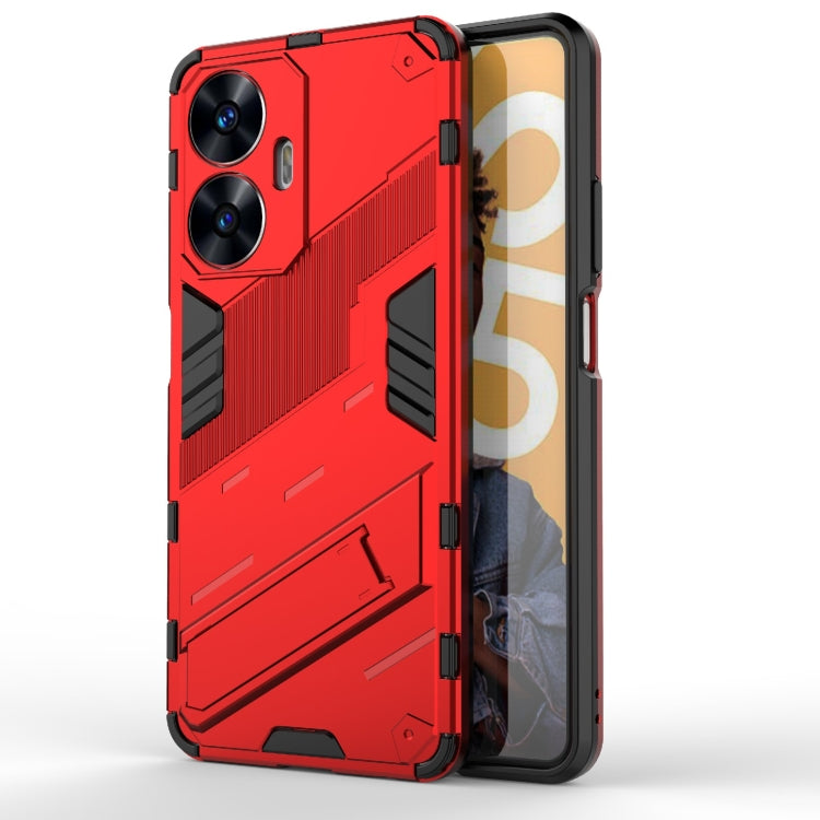 Punk Armor 2 in 1 PC + TPU Shockproof Phone Case with Invisible Holder, For Huawei P60 Art, For Realme C55