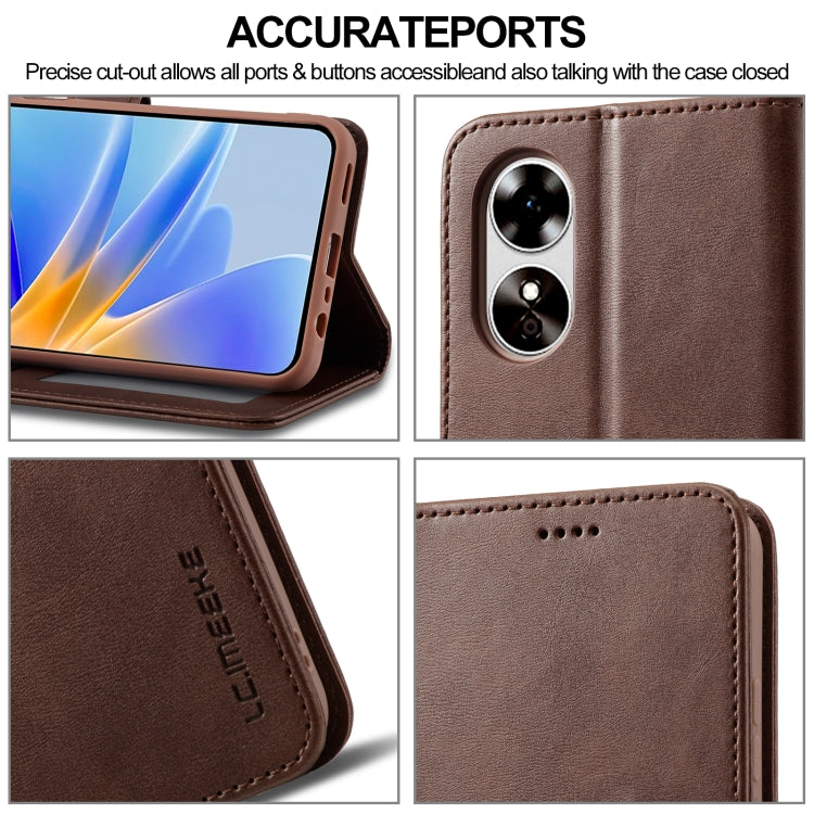 LC.IMEEKE Calf Texture Horizontal Flip Leather Case, For OPPO A78 5G Global