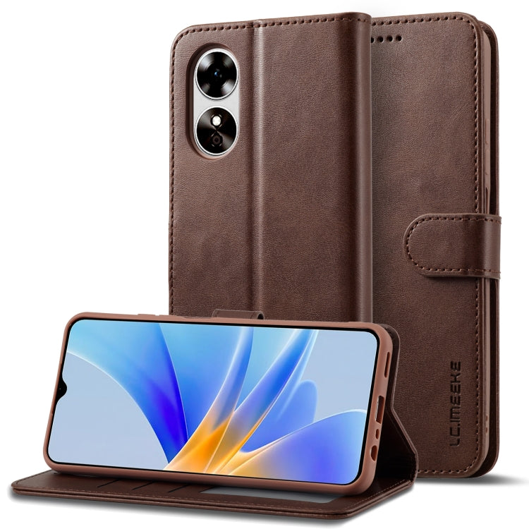 LC.IMEEKE Calf Texture Horizontal Flip Leather Case, For OPPO A78 5G Global