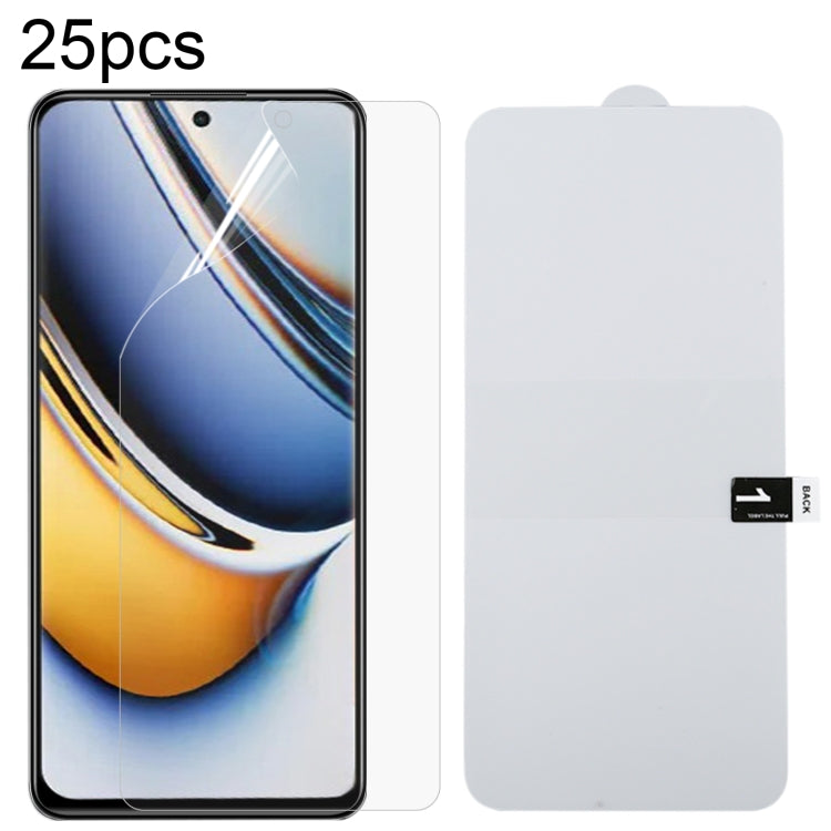 25pcs Full Screen Protector Explosion-proof Hydrogel Film, For Realme 12 / C75, For Realme 13 Pro+ / 12 Pro / 12 Pro +, For Realme GT5 Pro, For Realme 11 4G, For  Realme GT5/GT5 240W, For Realme Narzo 60 Pro, For Realme Narzo 60