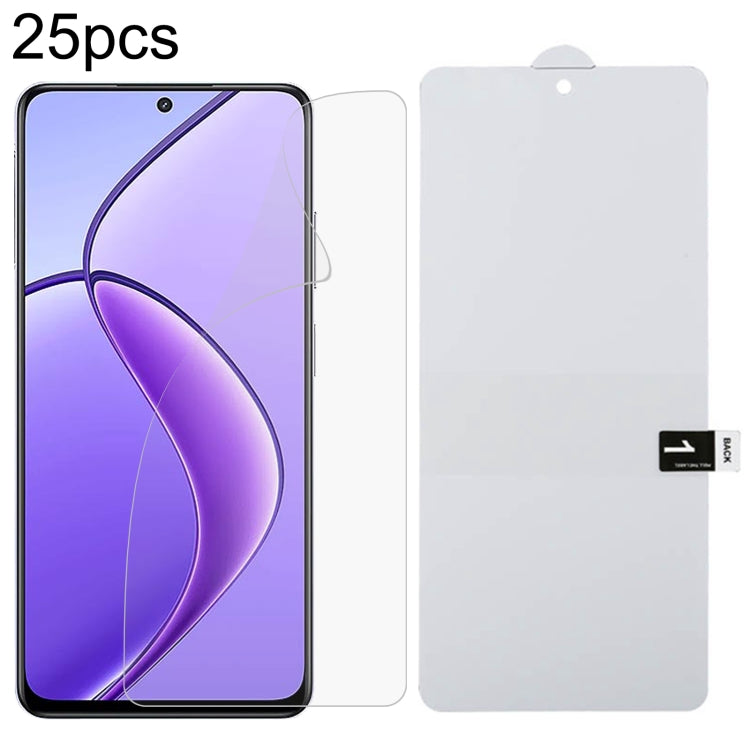 25pcs Full Screen Protector Explosion-proof Hydrogel Film, For Realme 12 / C75, For Realme 13 Pro+ / 12 Pro / 12 Pro +, For Realme GT5 Pro, For Realme 11 4G, For  Realme GT5/GT5 240W, For Realme Narzo 60 Pro, For Realme Narzo 60