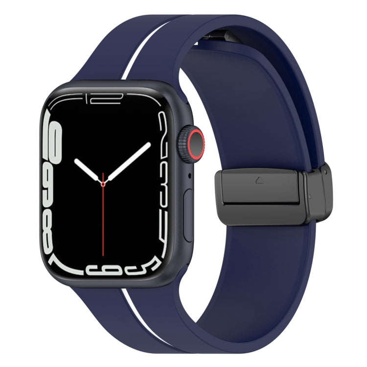 Two Color Folding Buckle Silicone Watch Band, For Apple Watch 6 40mm, For Apple Watch 6 44mm