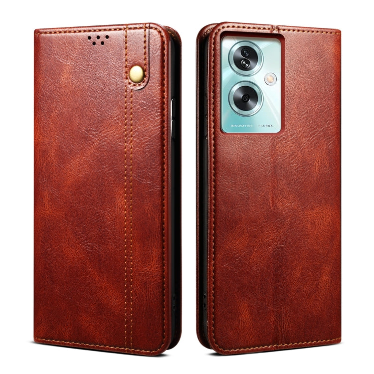 Oil Wax Crazy Horse Texture Leather Phone Case, For OPPO A79 5G