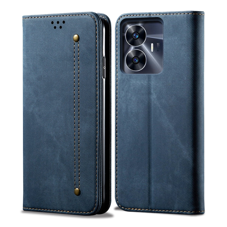 Denim Texture Casual Style Horizontal Flip Leather Case, For Realme C55