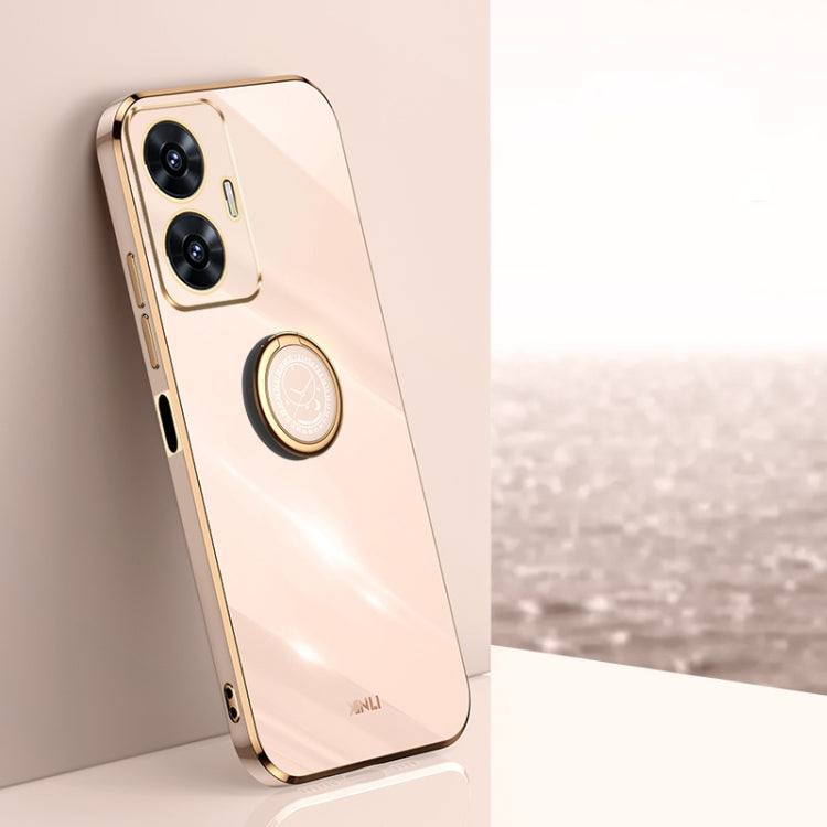 XINLI Straight Edge 6D Electroplate TPU Phone Case with Ring Holder