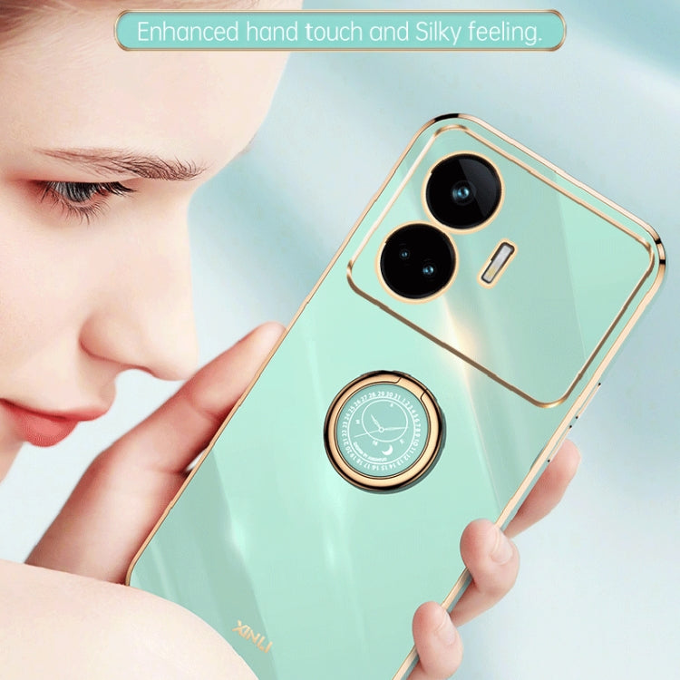 XINLI Straight Edge 6D Electroplate TPU Phone Case with Ring Holder