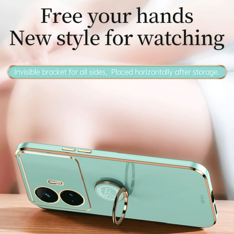 XINLI Straight Edge 6D Electroplate TPU Phone Case with Ring Holder