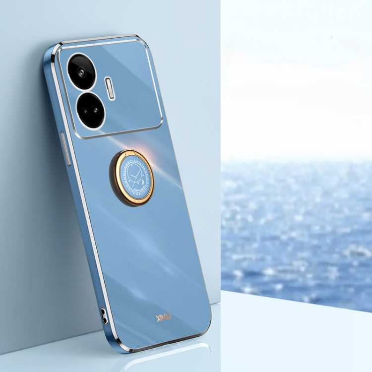 XINLI Straight Edge 6D Electroplate TPU Phone Case with Ring Holder