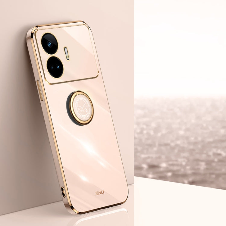 XINLI Straight Edge 6D Electroplate TPU Phone Case with Ring Holder