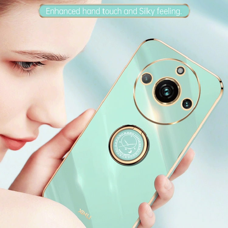 XINLI Straight Edge 6D Electroplate TPU Phone Case with Ring Holder