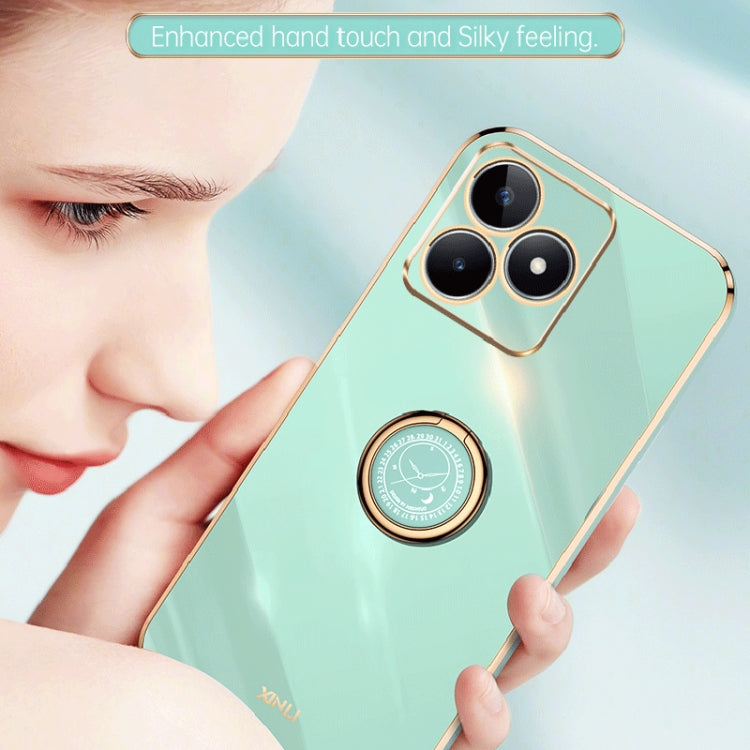 XINLI Straight Edge 6D Electroplate TPU Phone Case with Ring Holder