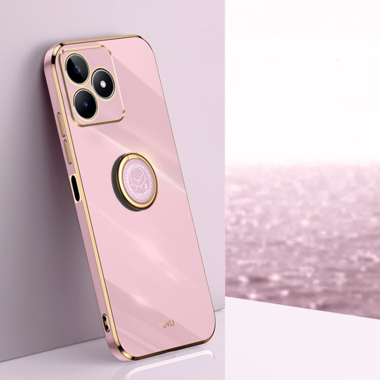 XINLI Straight Edge 6D Electroplate TPU Phone Case with Ring Holder