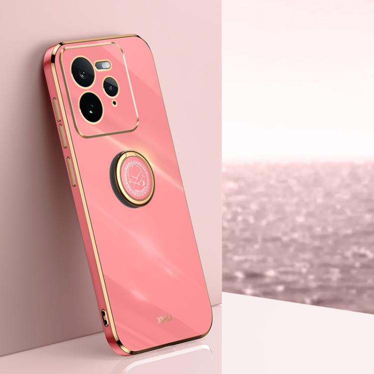 XINLI Straight Edge 6D Electroplate TPU Phone Case with Ring Holder