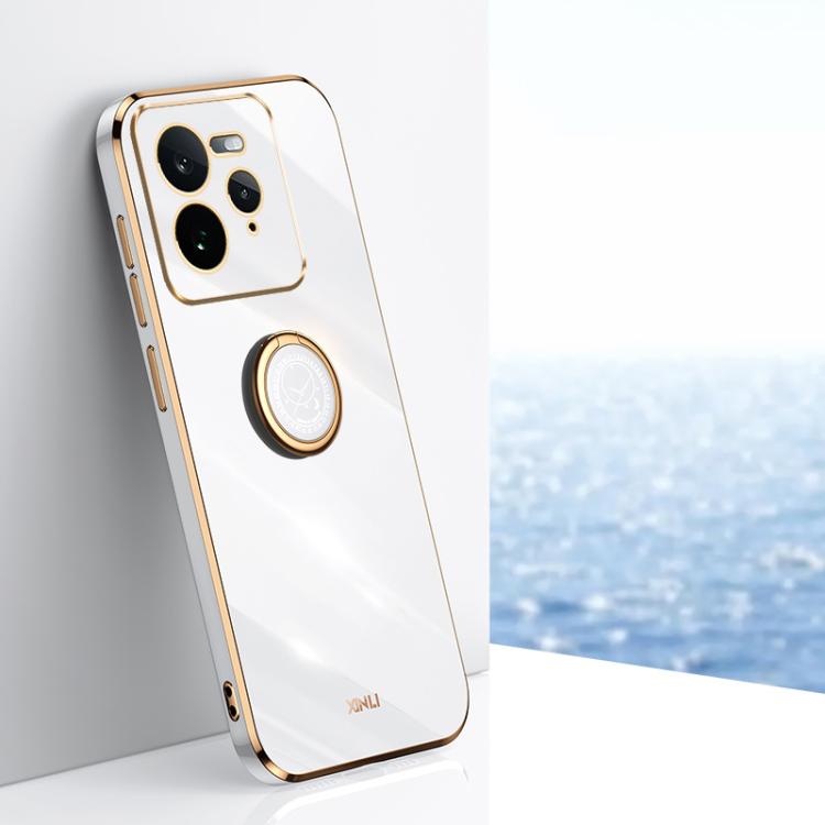 XINLI Straight Edge 6D Electroplate TPU Phone Case with Ring Holder