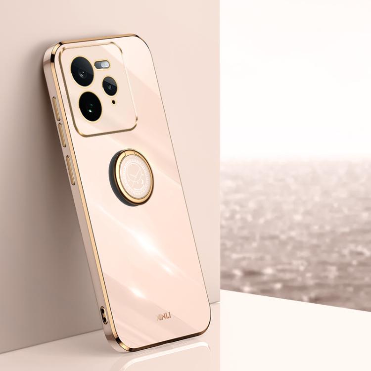 XINLI Straight Edge 6D Electroplate TPU Phone Case with Ring Holder