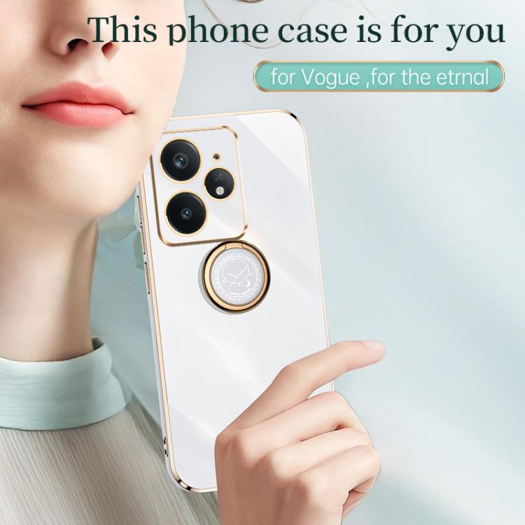 XINLI Straight Edge 6D Electroplate TPU Phone Case with Ring Holder