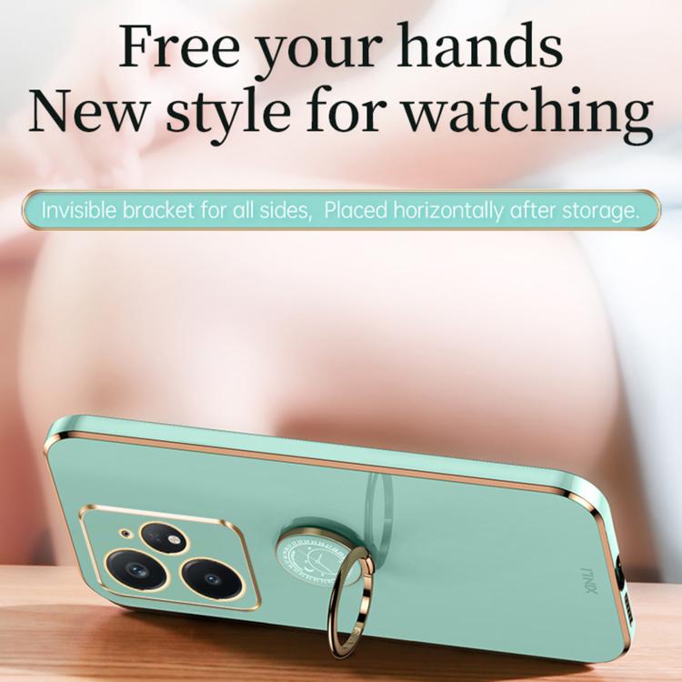 XINLI Straight Edge 6D Electroplate TPU Phone Case with Ring Holder