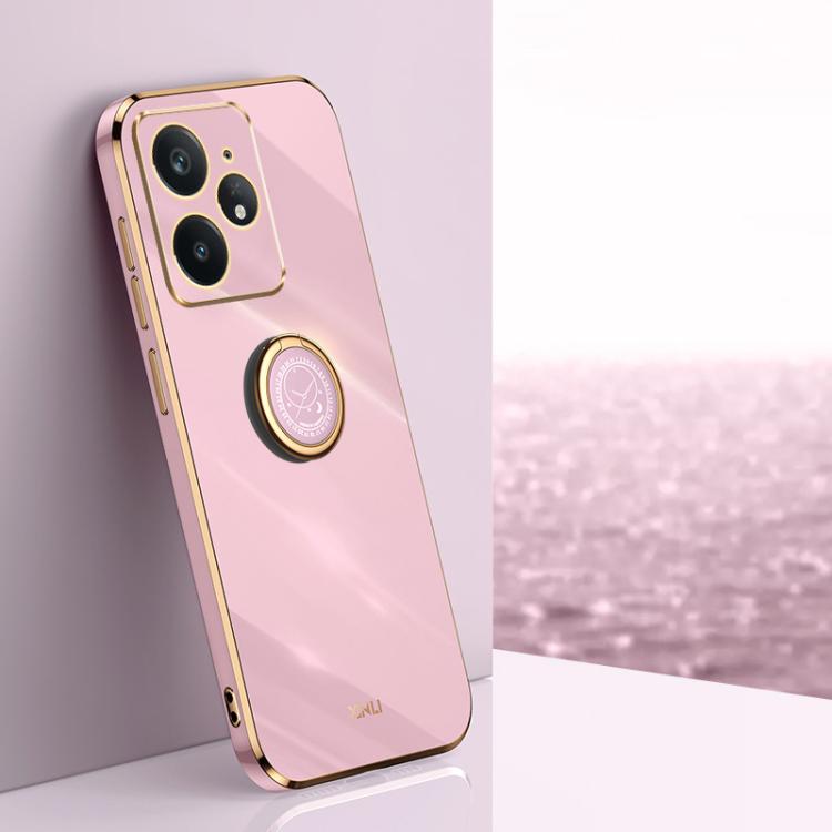 XINLI Straight Edge 6D Electroplate TPU Phone Case with Ring Holder