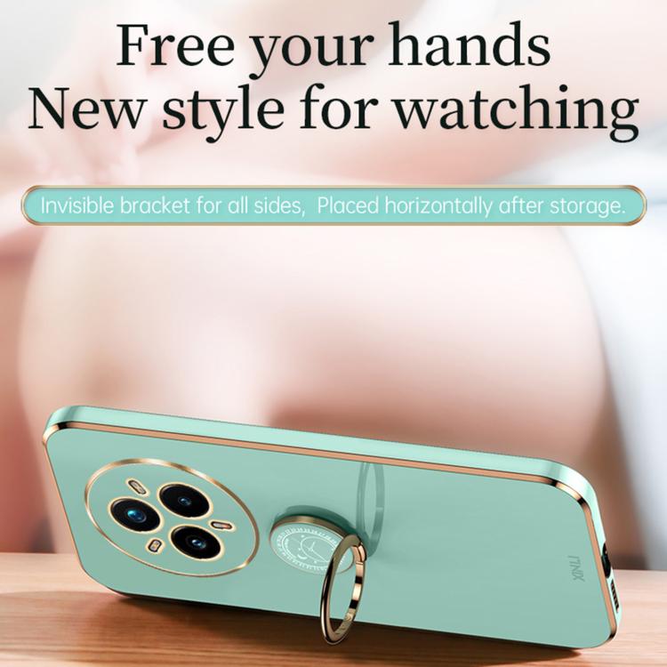 XINLI Straight Edge 6D Electroplate TPU Phone Case with Ring Holder