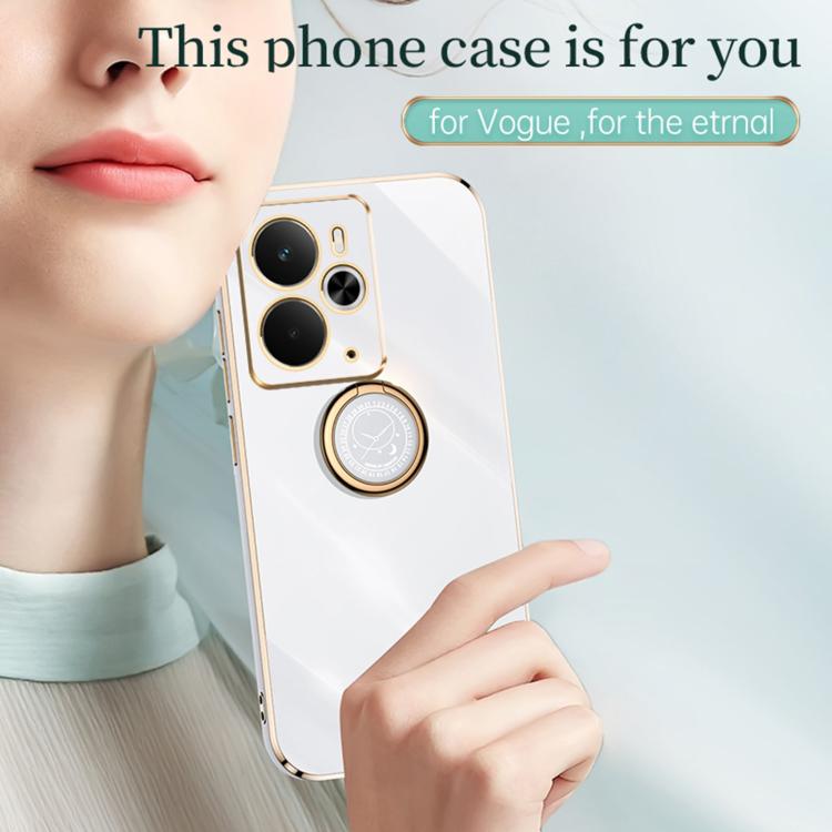 XINLI Straight Edge 6D Electroplate TPU Phone Case with Ring Holder