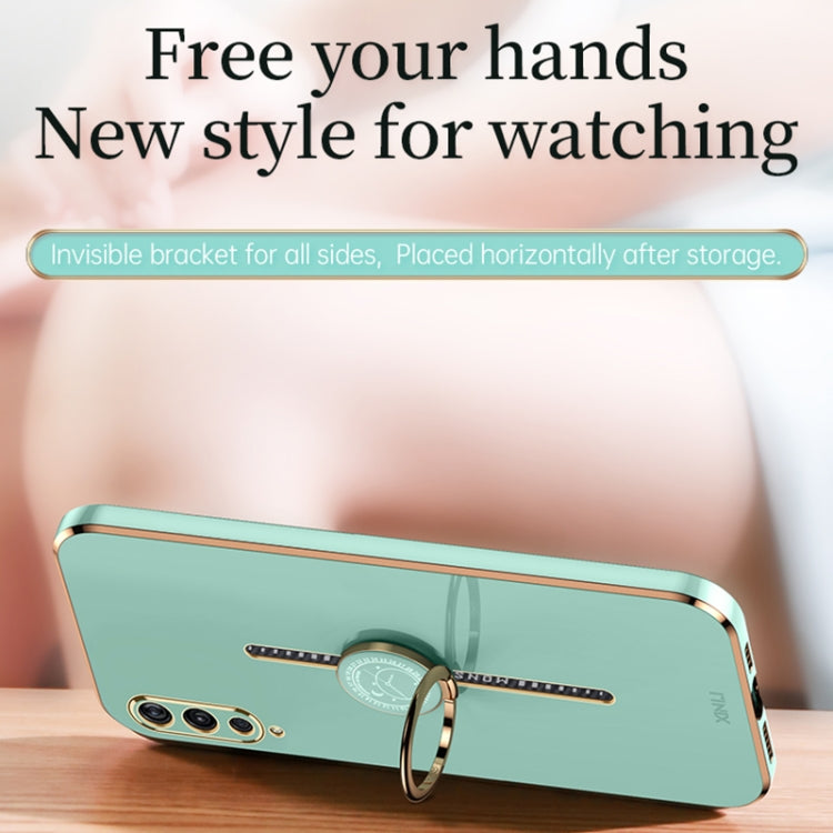 XINLI Straight Edge 6D Electroplate TPU Phone Case with Ring Holder