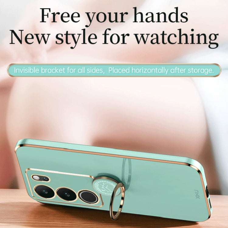 XINLI Straight Edge 6D Electroplate TPU Phone Case with Ring Holder