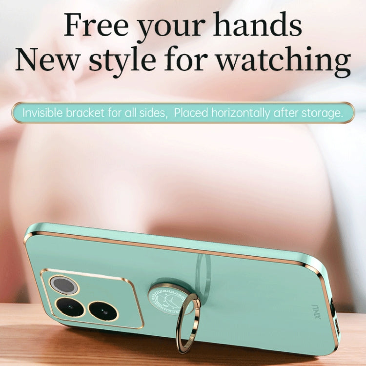 XINLI Straight Edge 6D Electroplate TPU Phone Case with Ring Holder