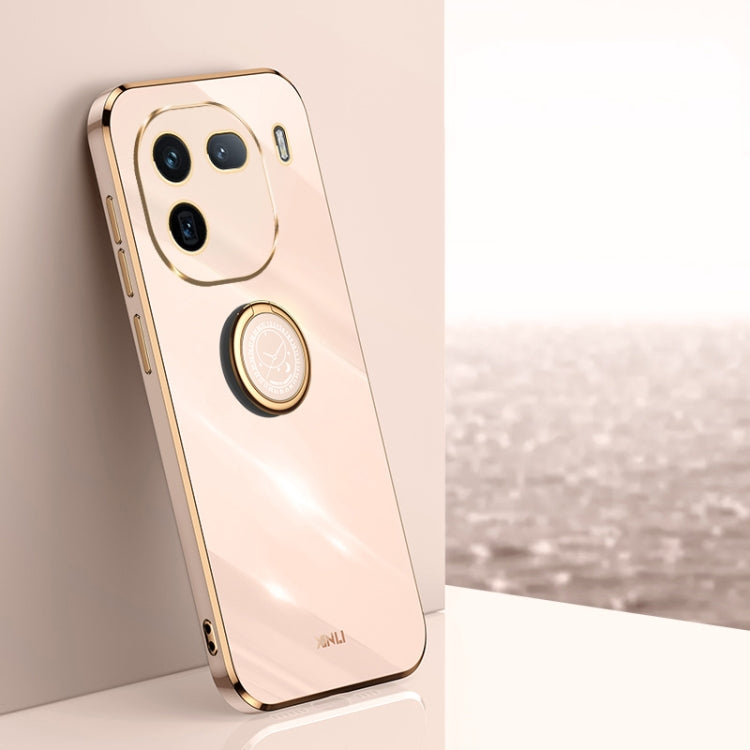 XINLI Straight Edge 6D Electroplate TPU Phone Case with Ring Holder