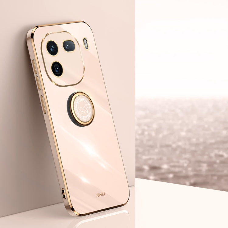 XINLI Straight Edge 6D Electroplate TPU Phone Case with Ring Holder