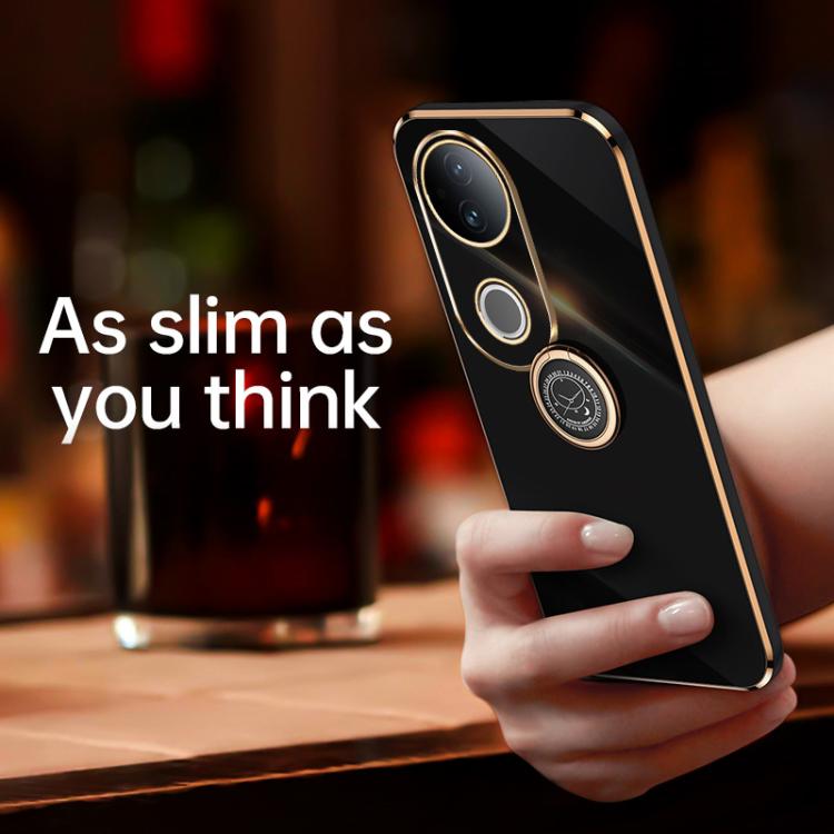 XINLI Straight Edge 6D Electroplate TPU Phone Case with Ring Holder
