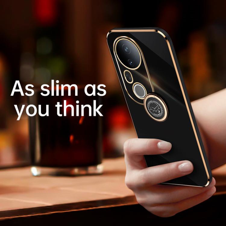 XINLI Straight Edge 6D Electroplate TPU Phone Case with Ring Holder