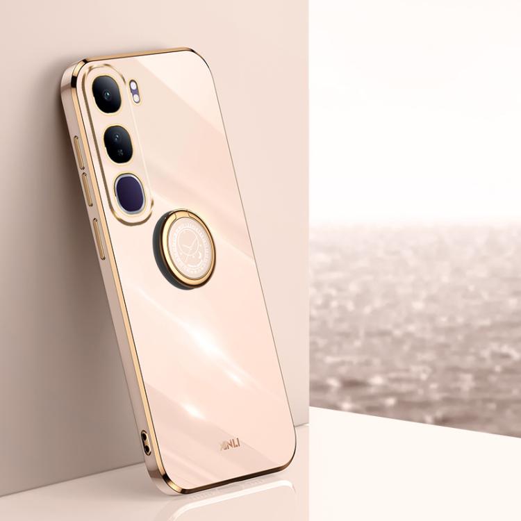 XINLI Straight Edge 6D Electroplate TPU Phone Case with Ring Holder, For vivo iQOO 13, For vivo Y300 Pro, For vivo V40 Lite 5G
