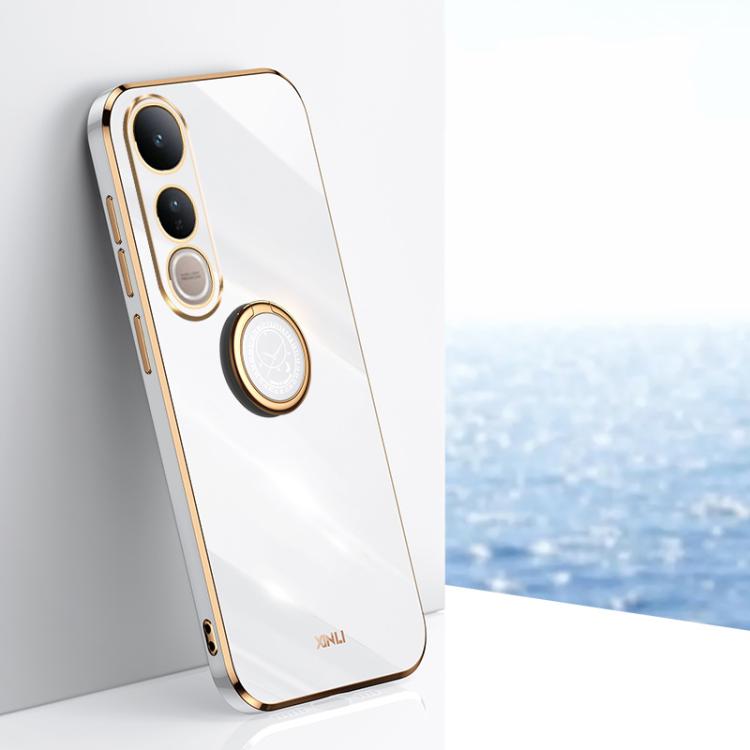 XINLI Straight Edge 6D Electroplate TPU Phone Case with Ring Holder