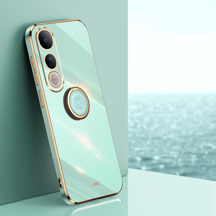 XINLI Straight Edge 6D Electroplate TPU Phone Case with Ring Holder