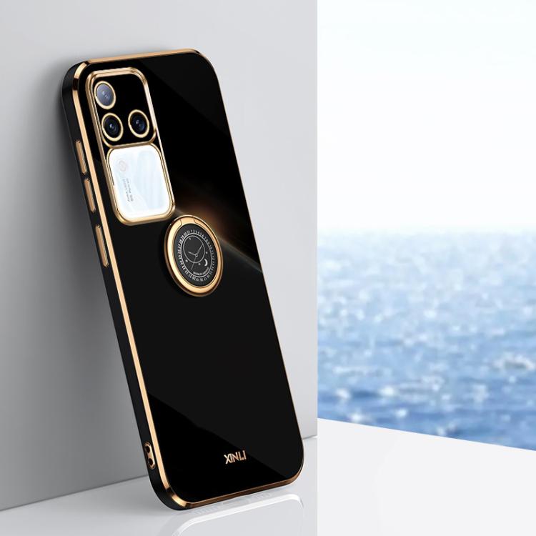 XINLI Straight Edge 6D Electroplate TPU Phone Case with Ring Holder