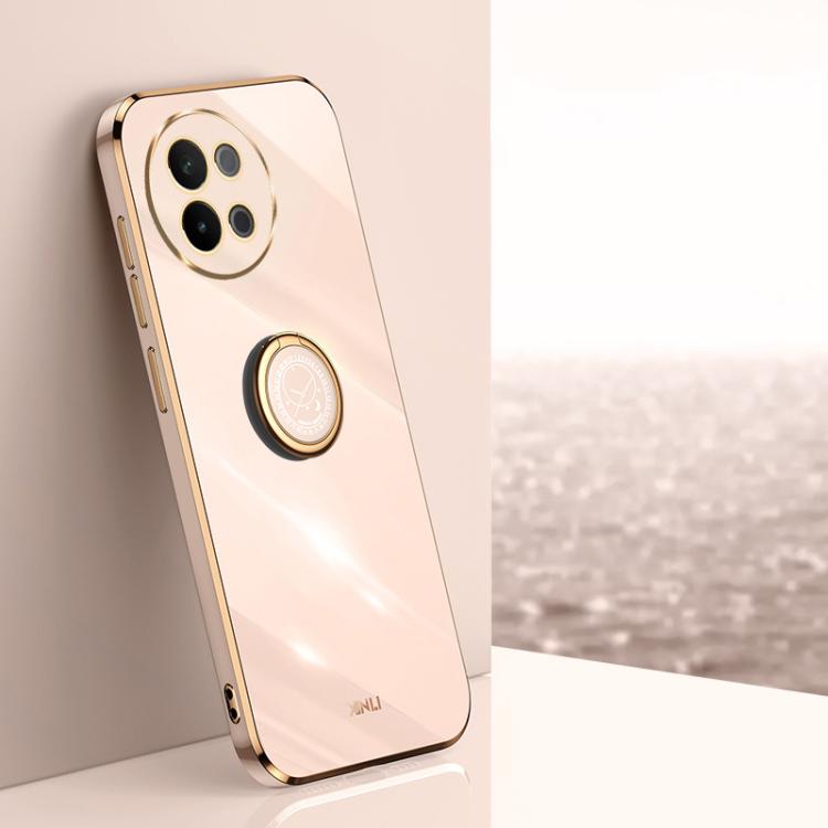 XINLI Straight Edge 6D Electroplate TPU Phone Case with Ring Holder